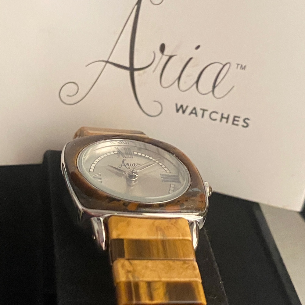 Aria Silver Dial with Brown Wooden Band
